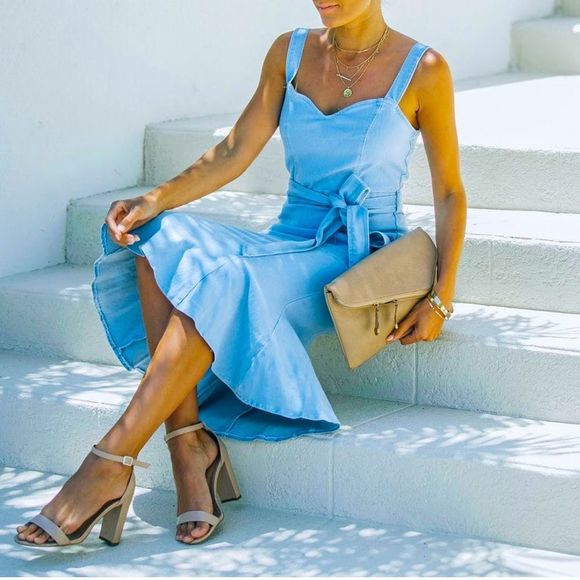 🆕NWT”DENIM BY JEALOUS TOMATO”PEPLUM SWEETHEART SLEEVELESS DRESS SZ L *SOLD OUT* - Picture 8 of 8